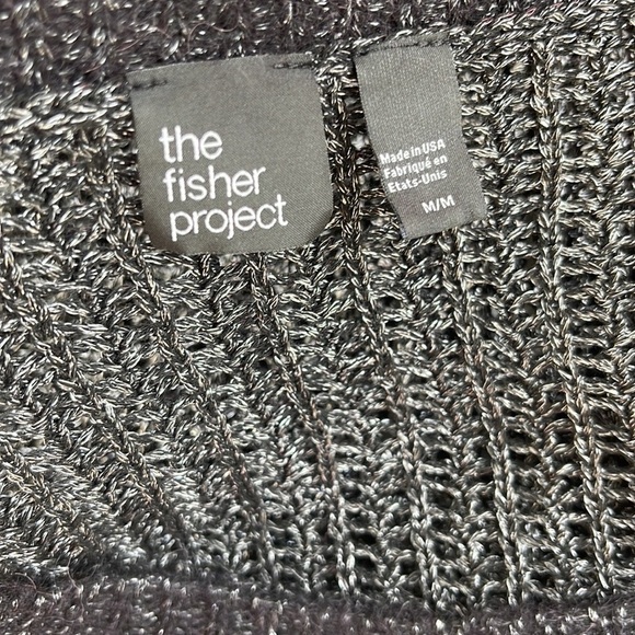 Ellen Fisher The Fisher Project Long Sleeve Gray/Black Metallic Sweater Size M - Picture 8 of 12